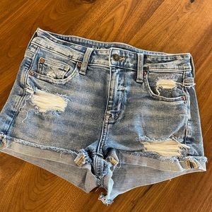 American Eagle distressed jean shorts.